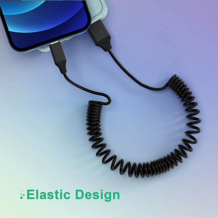 Coiled iPhone Charger Cable, [Apple MFi Certified] Retractable USB to Lightning Charging Cable (6Ft) for iPhone 13Pro/12/11/X (Note: Not for CarPlay)