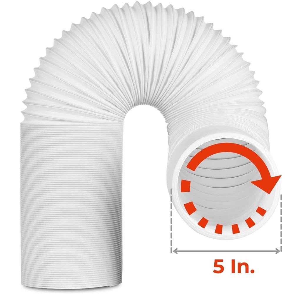 Polypropylene Portable Air Conditioner Universal Exhaust Hose - 5 Inch Diameter, 78 Inch Length, Clockwise Thread
