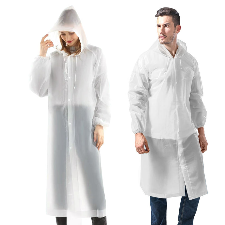Raincoat [2 Pack], Reusable Lightweight Rain Coat Ponchos for Adults Women Men with Hood &amp; Elastic Cuff Sleeves