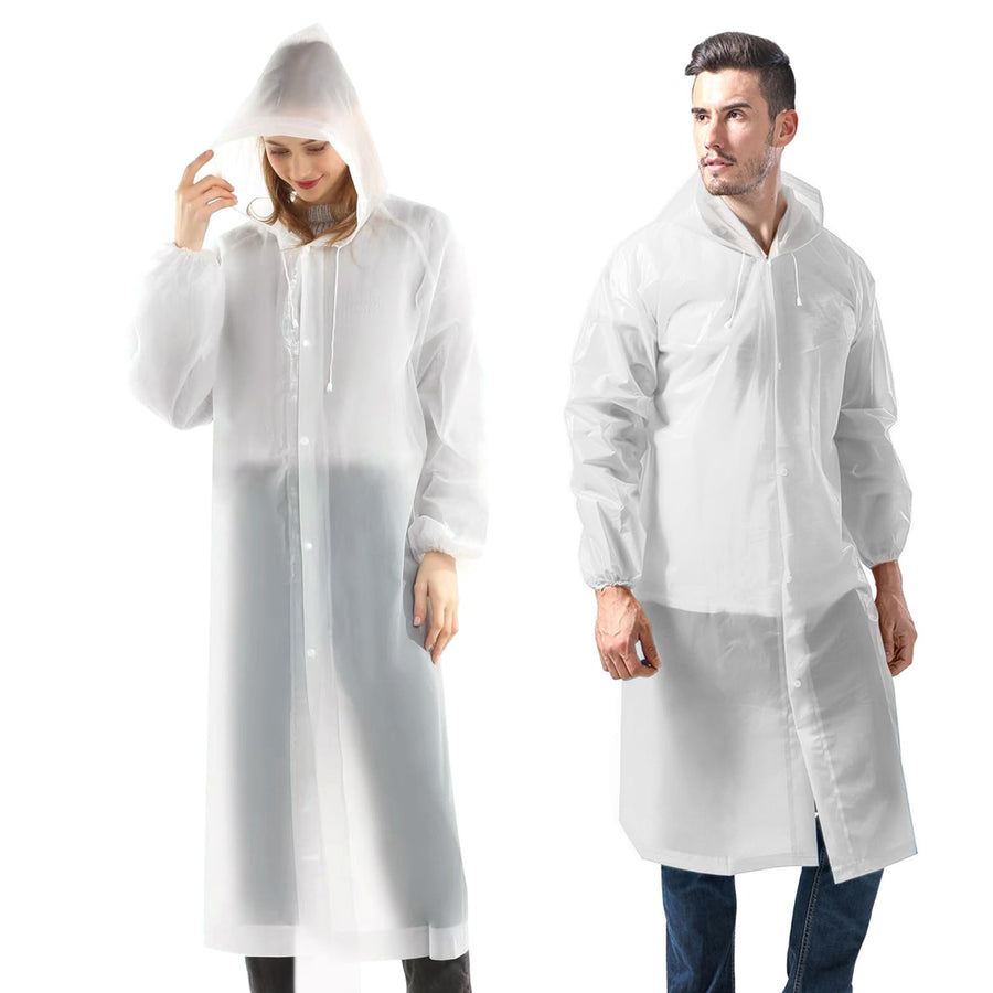 Raincoat [2 Pack], Reusable Lightweight Rain Coat Ponchos for Adults Women Men with Hood & Elastic Cuff Sleeves
