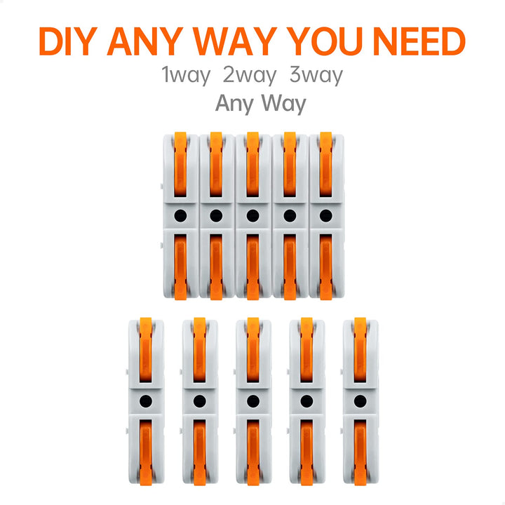 20 Pcs Wire Connector, 1 Conductor Compact Wire Connectors Splicing Connectors for Circuit Inline 24-12 AWG (Orange)