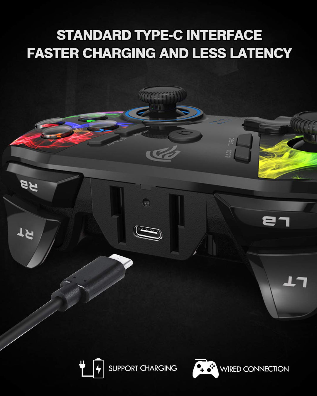 Wireless Game Joystick Controller, 2.4G Wireless Gamepad Joystick PC, Dual Vibration, 14 Hours of Playing for PC/PS3/TV Box/Nintendo Switch (Black)