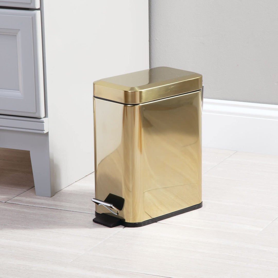 mDesign Small Modern 1.3 Gallon Rectangle Metal Lidded 