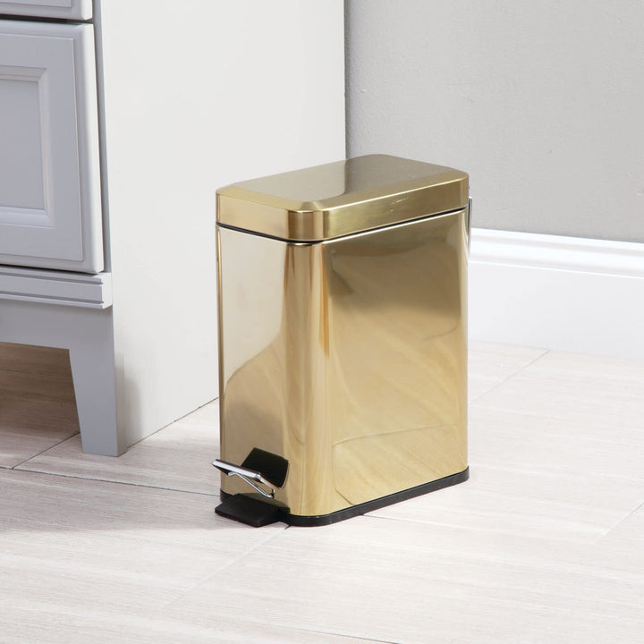 mDesign Small Modern 1.3 Gallon Rectangle Metal Lidded 