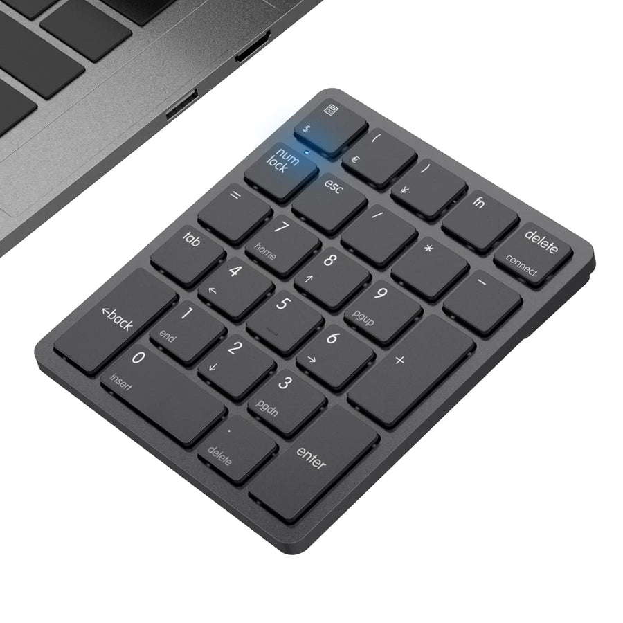 Bluetooth Number Pad Wireless Numeric Keypad Numpad 26 Keys Portable Mini Financial Accounting Rechargeable Numeric Pad for Laptop Desktop, PC, Surface Pro, Notebook (Black)