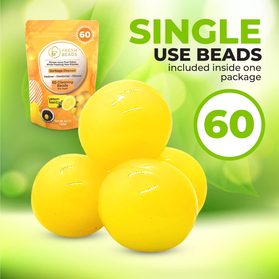 60-Count Sink Garbage Disposal and Drain Cleaner Pods, Freshener &amp; Deodorizer Lemon Scent Capsules