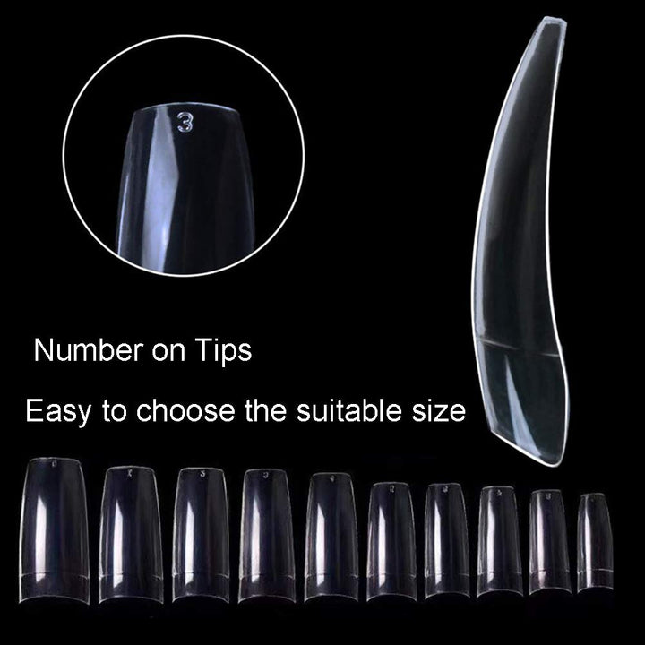 Acrylic Nail Tips Clear 500Pcs French Artificial False Tip for Manicure Nails Art Salons &amp; Home DIY