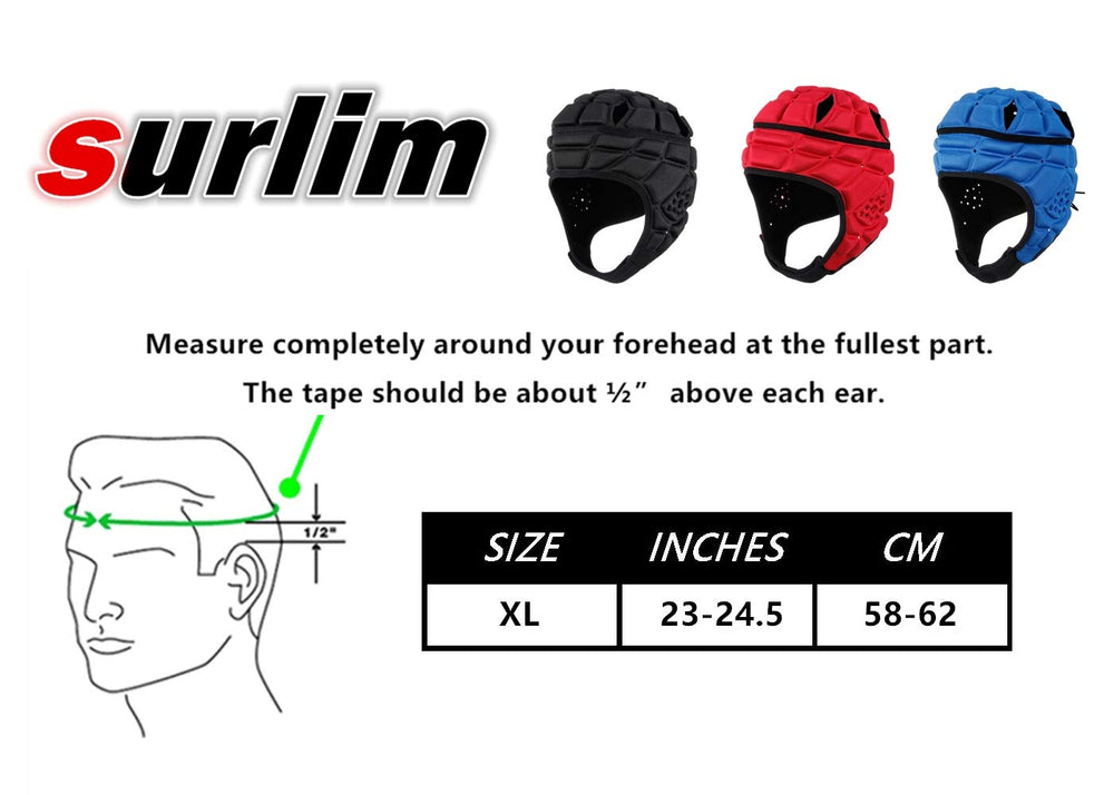 Rugby Soft Helmet Soccer Headgear Scrum Cap 7v7 Flag Football Headguard for Adult X-Large (Black)