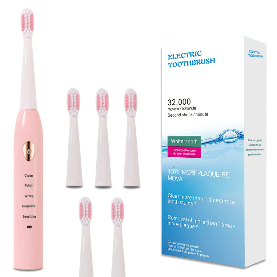 AIPOEXUNO Electric Toothbrush with 5 Brush Heads for Ad