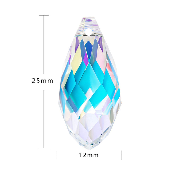 30pcs AB Teardrop Crystal Beads - 12x25mm Water Drop Faceted Glass Beads for Jewelry Making, DIY Project Earring, Necklaces, Bracelets,Pendant