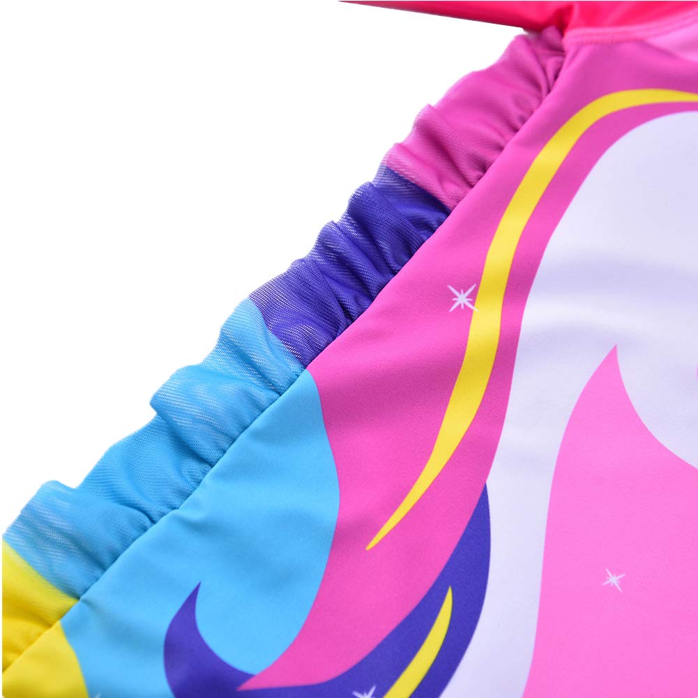 Baby Girl One Piece Swimsuit Sunsuit Long Sleeve Swimwear Rash Guard Toddler Kid Unicorn Bathing Suit Zip with Hat (4 Years/100) Pink