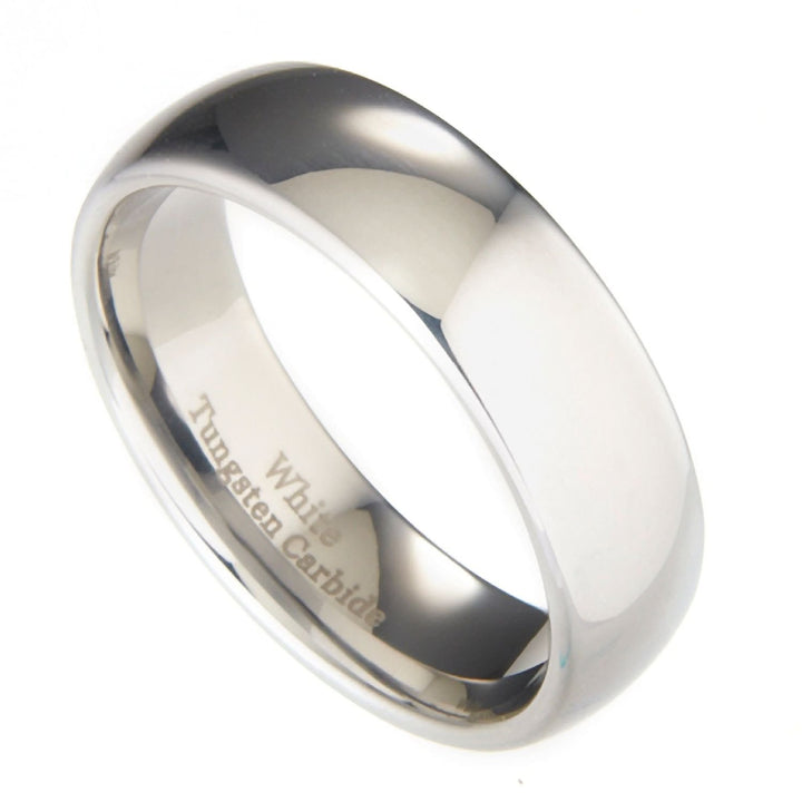 Classic Mirror Polished White Tungsten Carbide 7mm COMFORT FIT Wedding Band Ring Size 10