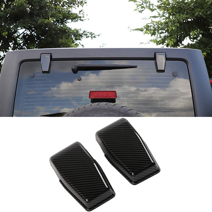 2PCS Tailgate Hinge Cover Rear Upper Glass Door Liftgate Hinge Cover Trim for 2007-2017 Jeep Wrangler JK &amp; Unlimited (Carbon Fiber)