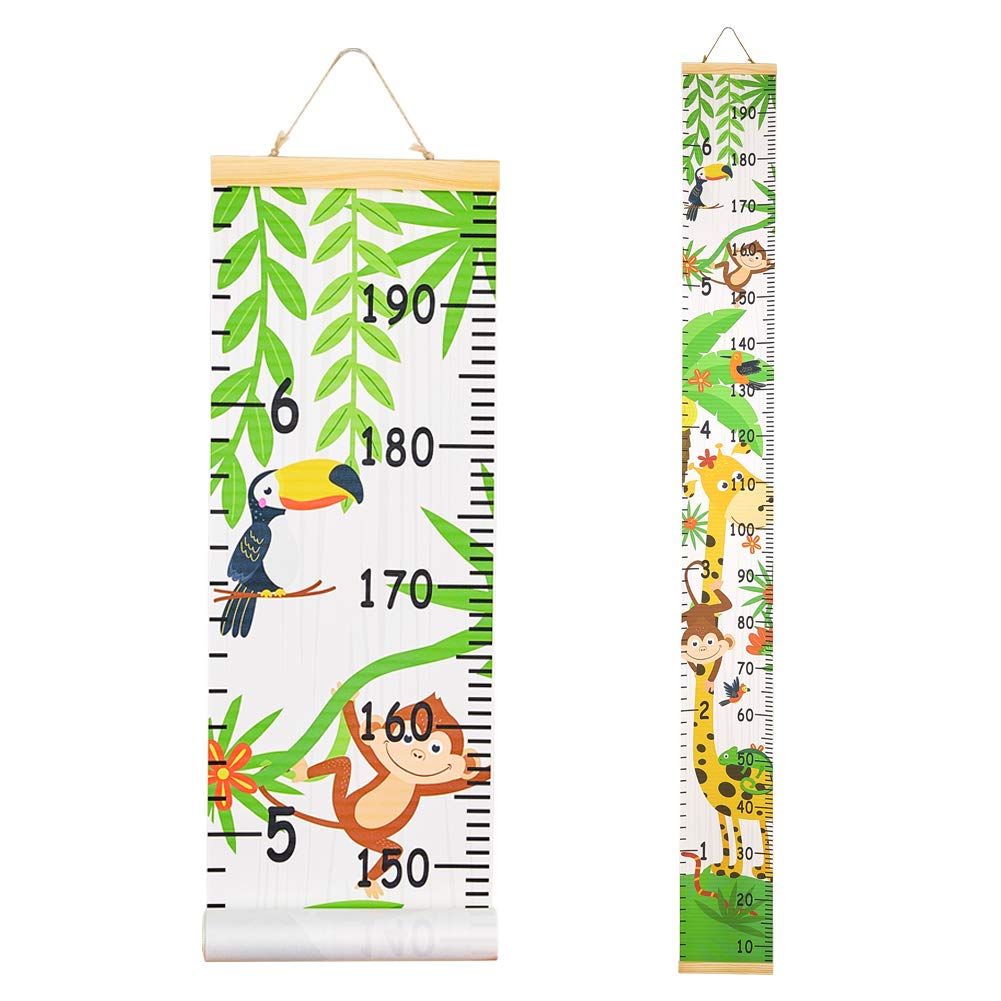 Beinou Baby Growth Chart for Wall Height Chart for Kids Wood Frame Measure Ruler 7.9in x 79in Canvas Hanging Height Measurement for Wall Decor