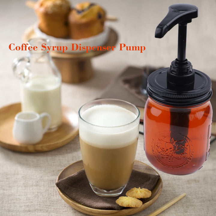 Mason Jar Syrup &amp; Honey Pump Dispenser Lids For Regular Mouth Jar (2 Pack) Coffee Syrup Dispenser Food Grade, Airtight &amp; Leak &amp; Rust Proof Sauce Dispenser Pump Lids (Jar Not Included)
