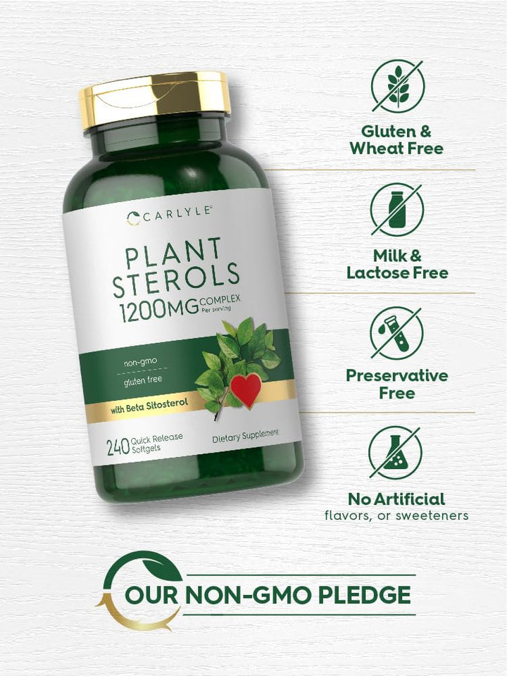Carlyle Plant Sterols 1200 mg | 240 Ultra Potent Softgel Capsules | Non-GMO and Gluten Free Supplement | with Beta Sitosterol