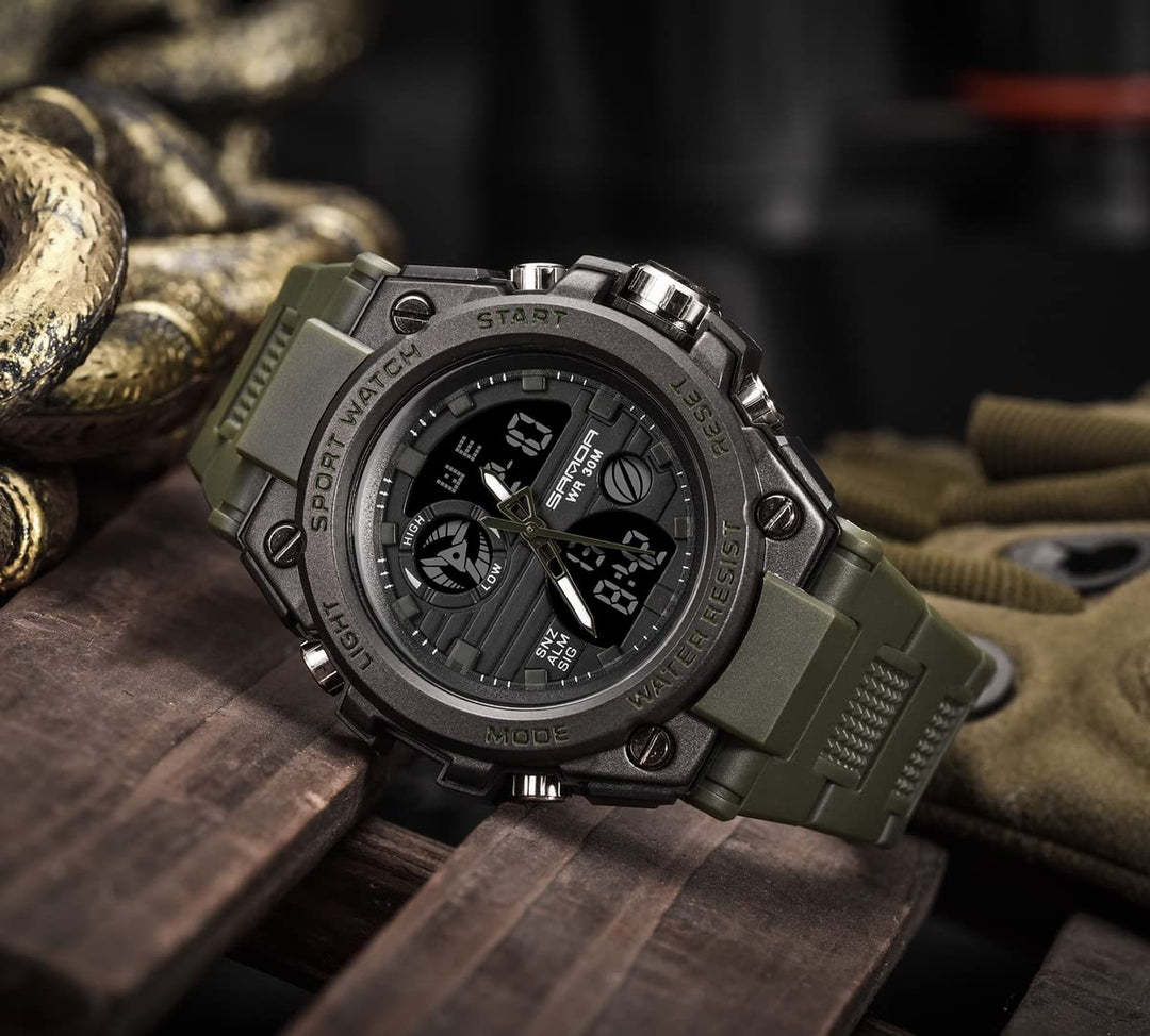 Men&#39;s Watches Sports Outdoor Waterproof Military Watch Date Multi Function Tactics LED Alarm Stopwatch