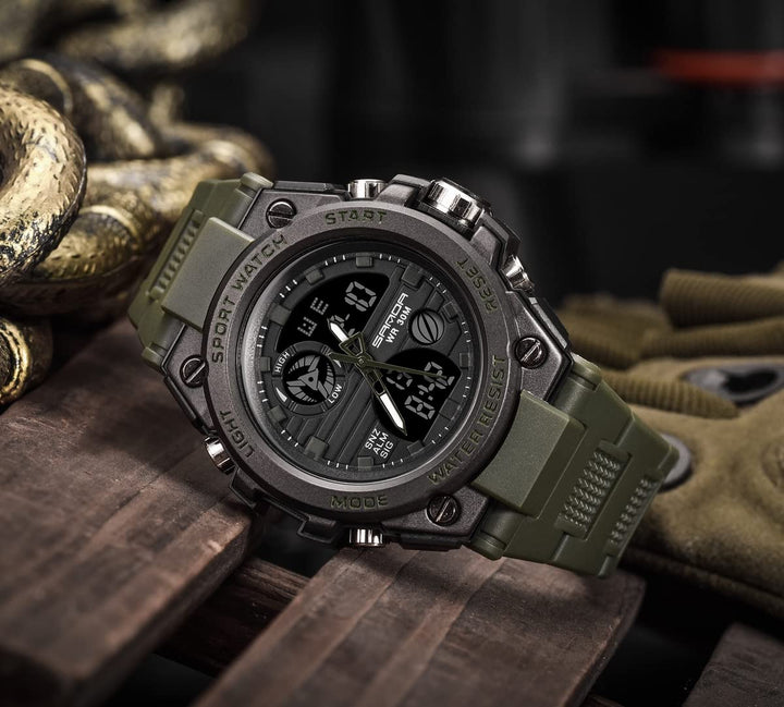 Men&#39;s Watches Sports Outdoor Waterproof Military Watch Date Multi Function Tactics LED Alarm Stopwatch