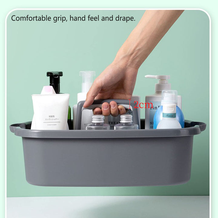 Large Cleaning Caddy with Handle, Cleaning Tool Storage Basket Organizer, Sturdy Pail Bucket Organizer, Household Bucket for Cleaning Supplies - Gray
