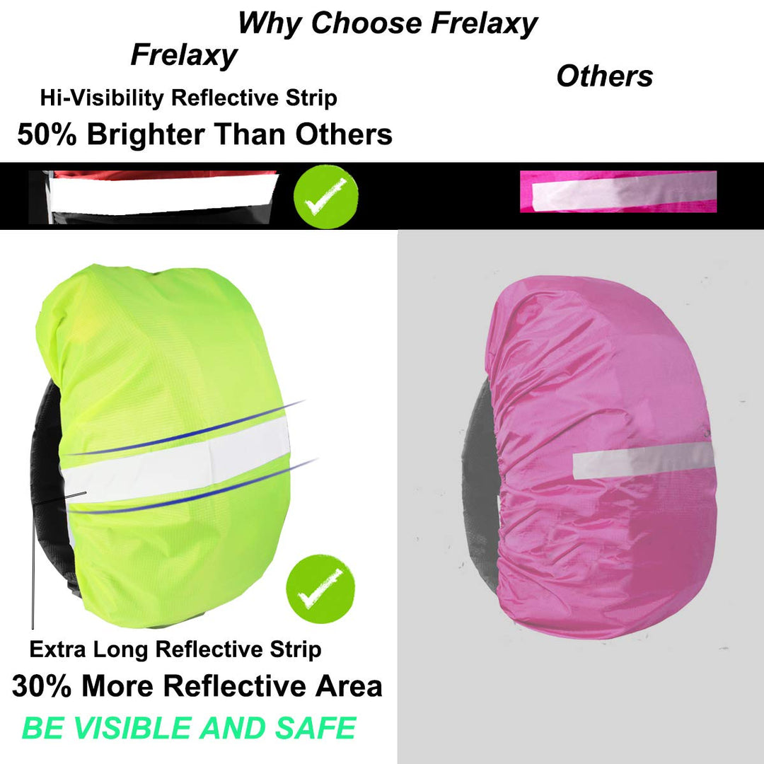 Hi-Visibility Backpack Rain Cover with Reflective Strip 100% Waterproof Ultralight Backpack Cover, Storage Pouch, Anti-Slip Cross Buckle Strap, for Hiking, Camping, Biking, Outdoor, Traveling