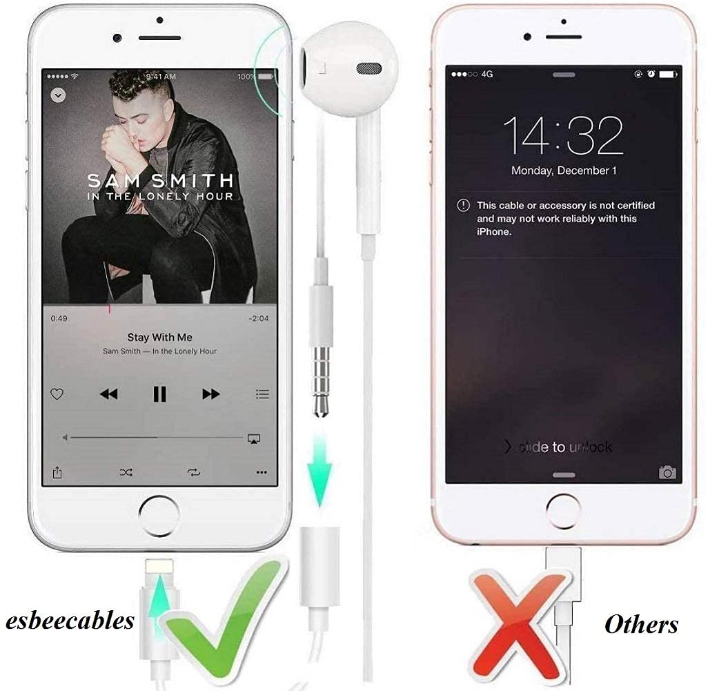 esbeecables 2 Pack for iPhone 3.5mm Headphones Adapter,