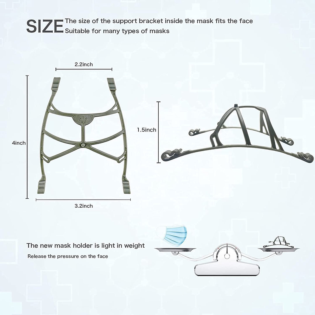 Face Mask Bracket Large for Men,Mask Bracket Internal Support Frame with Ear Loops,Upgrade 3D Mask Bracket for Adult,Keep Fabric Off Mouth 5 Pcs,Gray
