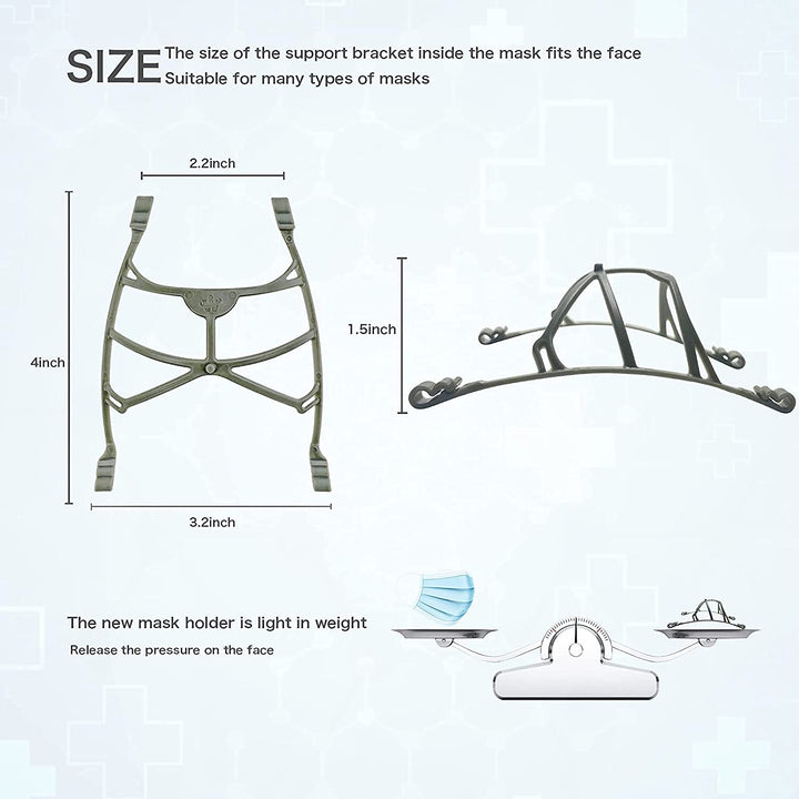 Face Mask Bracket Large for Men,Mask Bracket Internal Support Frame with Ear Loops,Upgrade 3D Mask Bracket for Adult,Keep Fabric Off Mouth 5 Pcs,Gray