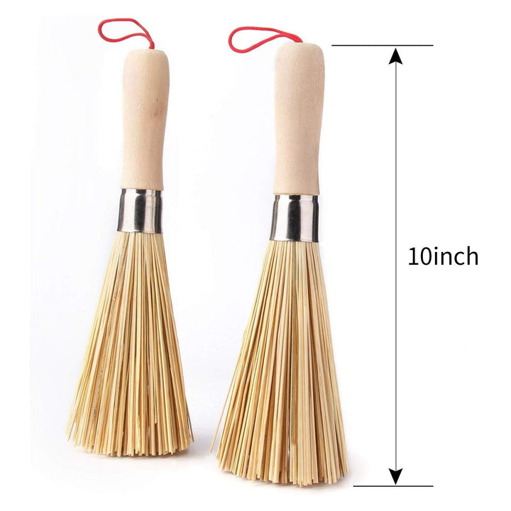 Sansheng 2 Pack Bamboo Wok Brush, Bamboo Kitchen Cleani