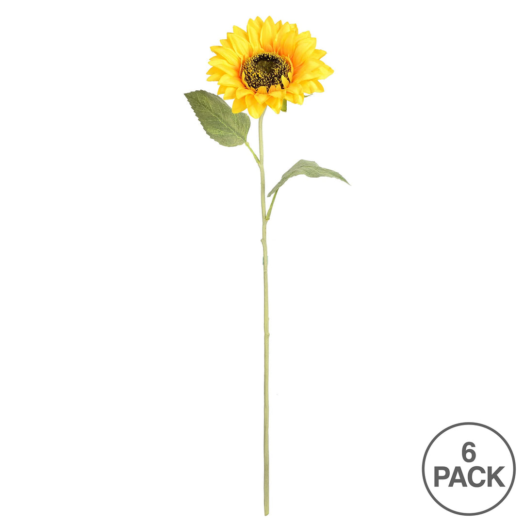 Vickerman 23 Artificial Yellow Sunflower Stem, 6 per Ba