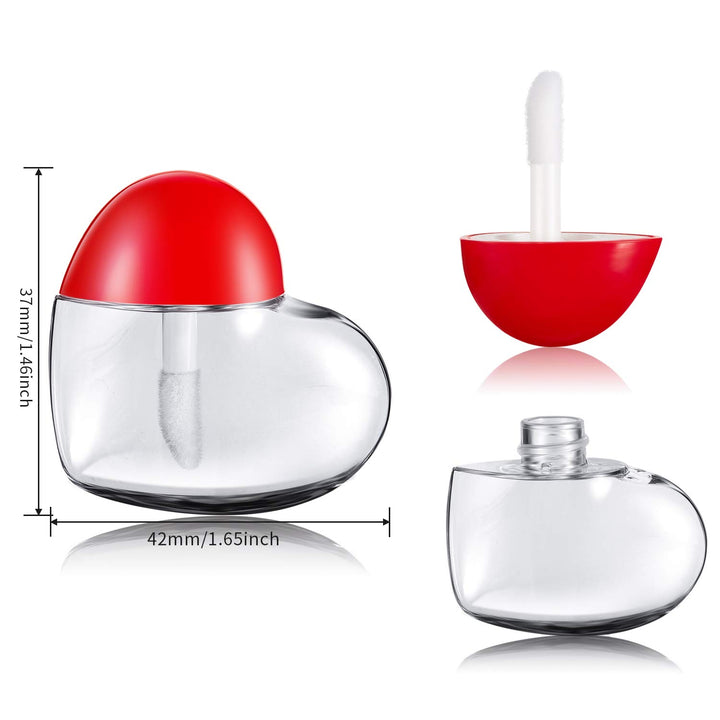 30 Pieces Valentine Heart Lip Gloss Tube Lip Gloss Containers Empty Funny Mini Plastic Lip Gloss Tube Container with 4 Pieces Plastic Funnels Valentine's Day Gifts for Women Girls DIY Cosmetics, 5 ml