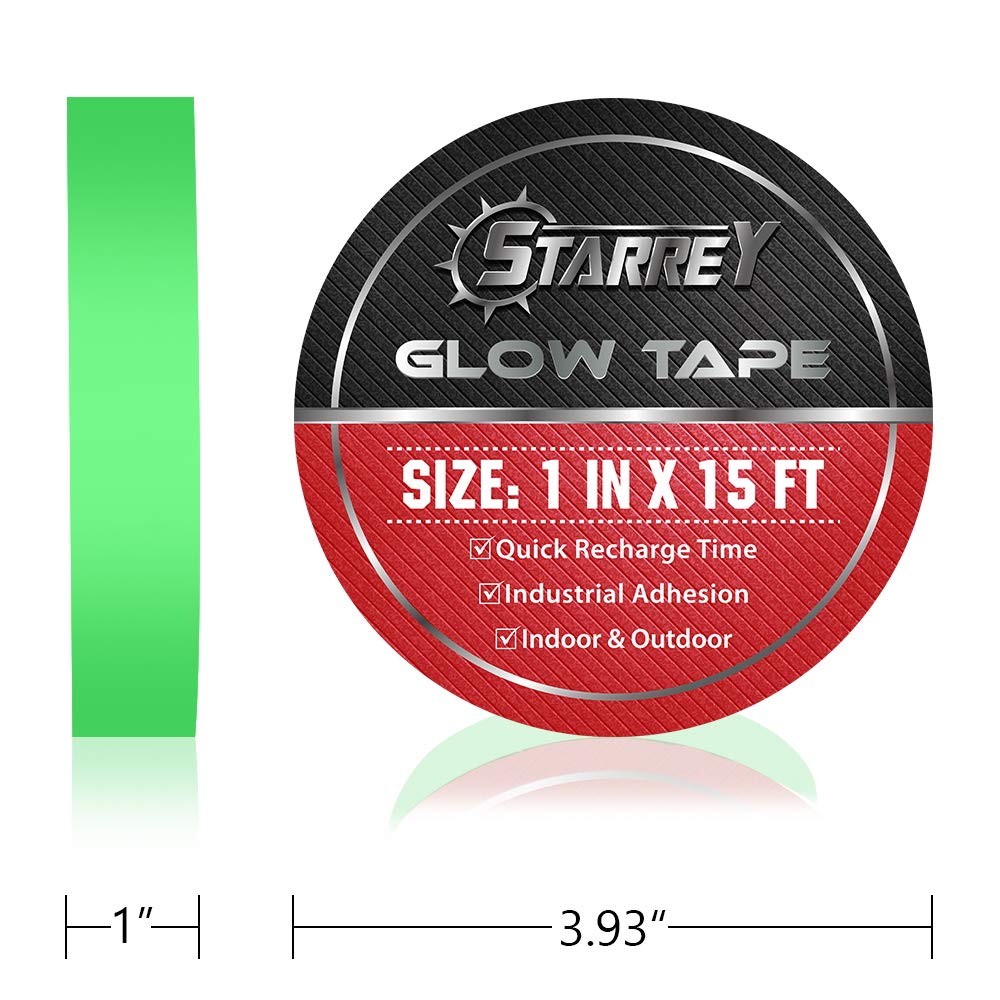 Glow in The Dark Tape 1 in X 15 FT Waterproof photoluminescent/Luminescent Duct Tape Stickers for Halloween Party Clothes, Floor,Steps,Exit Sign