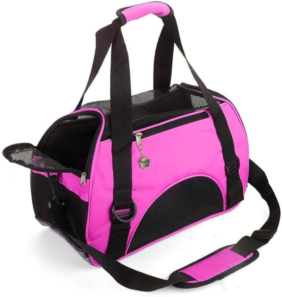 Cat Carrier,Soft-Sided Pet Travel Carrier for Cats,Dogs Puppy Comfort Portable Foldable Pet Bag Airline Approved (Small Rosered)