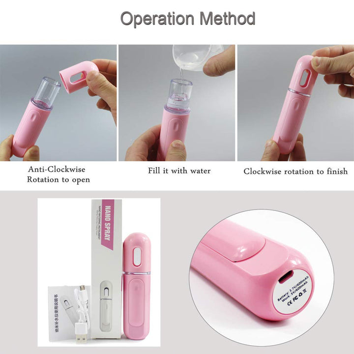 Nano Facial Mister, Portable Mini Cool Mist Facial Stea