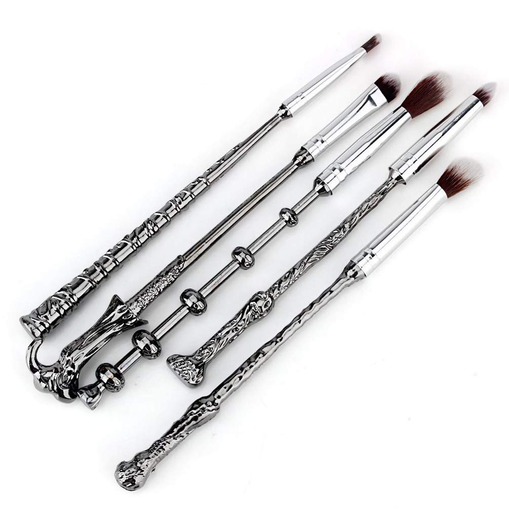 5 Pcs Potter Makeup Brush Set, Wizard Magic Wand Brush for Foundation Eye Shadow Eyeliner Blending Pencil Lip Professional Makeup Tools with A Gift Bag