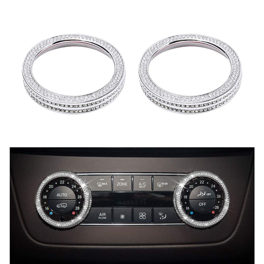 Bling Air Conditioner Switch Knob Cover for Mercedes Crystal Metal Air Conditioning Knob Decor Covers Fit for Mercedes-Benz C-Class E-Class CLA CLS GLA GLK GLC GLS GLE 2 Pack