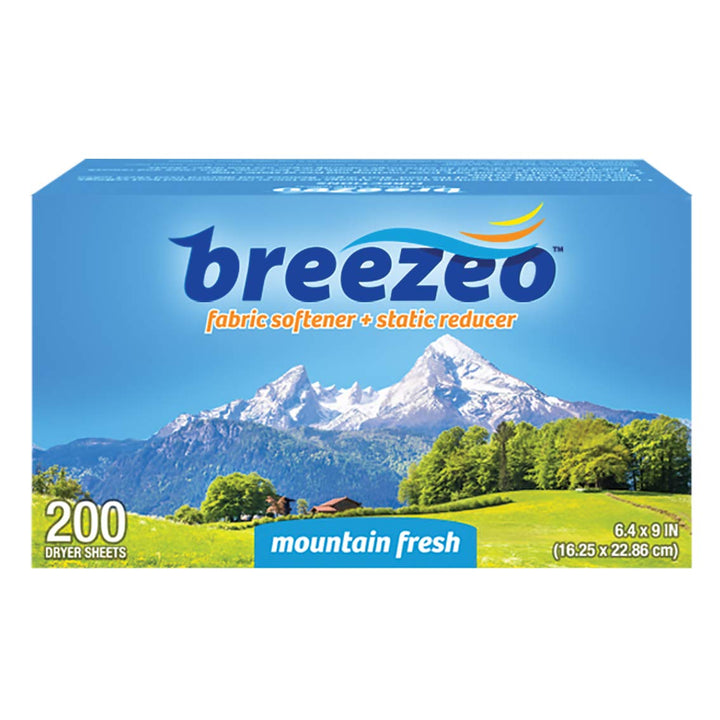 Breezeo Fabric Softener Dryer Sheets, Mountain Fresh, 2