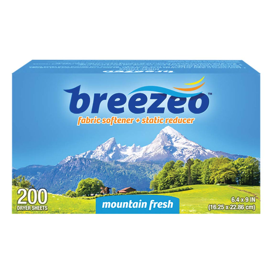 Breezeo Fabric Softener Dryer Sheets, Mountain Fresh, 2