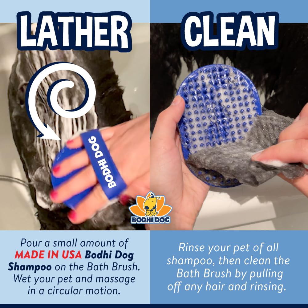 Shampoo Brush - Pet Grooming &amp; Bath Supplies for Cats and Dog - Bath Brush for Long &amp; Short Hair - Premium Scrubber for Shower, Bathing &amp; Massage (One Pack, Blue)