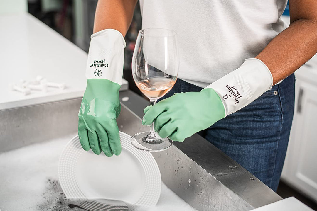 Reusable Household Cleaning Gloves in Green, Comfortabl