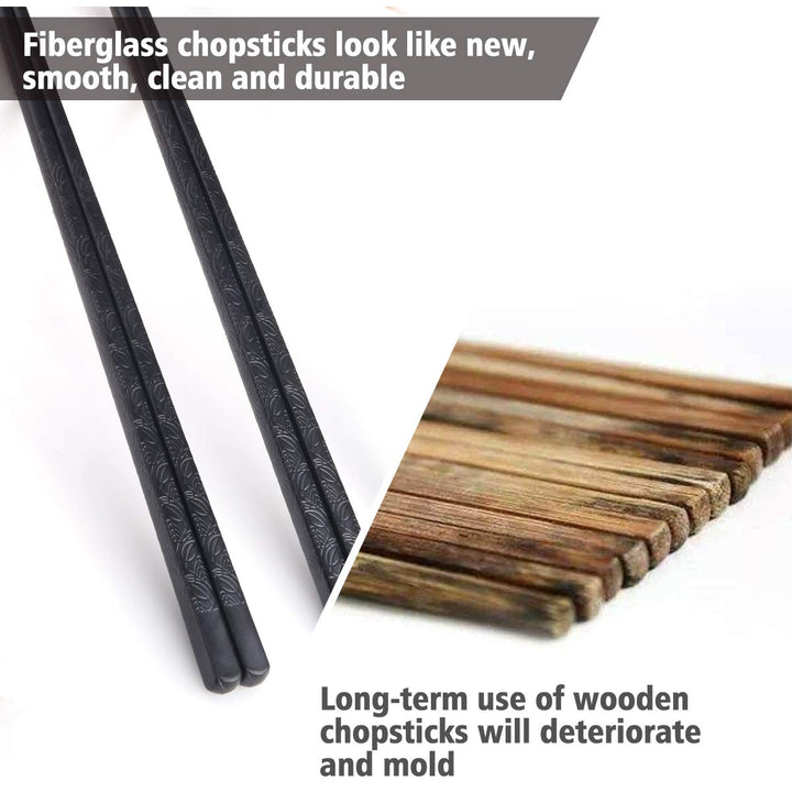 GLAMFIELDS 10-Pairs Fiberglass Chopsticks - sushi Reusa