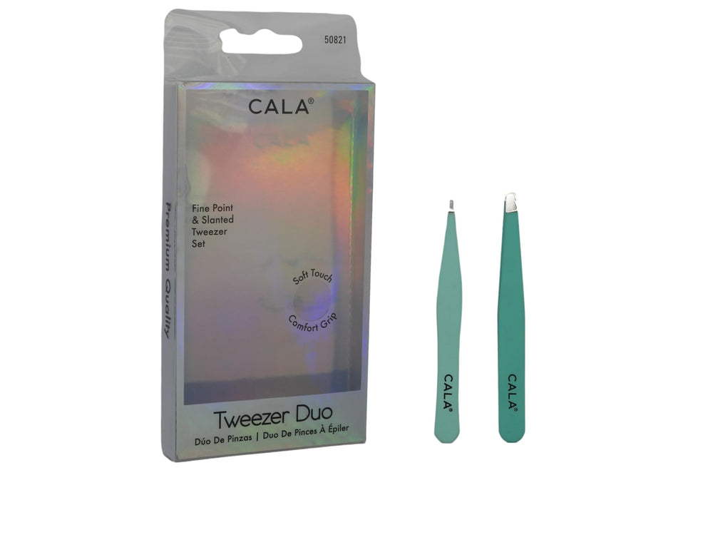 Soft touch mint tweezer duo