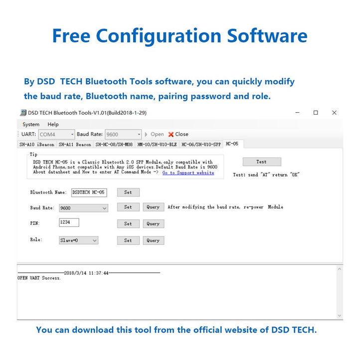 DSD TECH HC-05 Bluetooth Serial Pass-through Module Wir