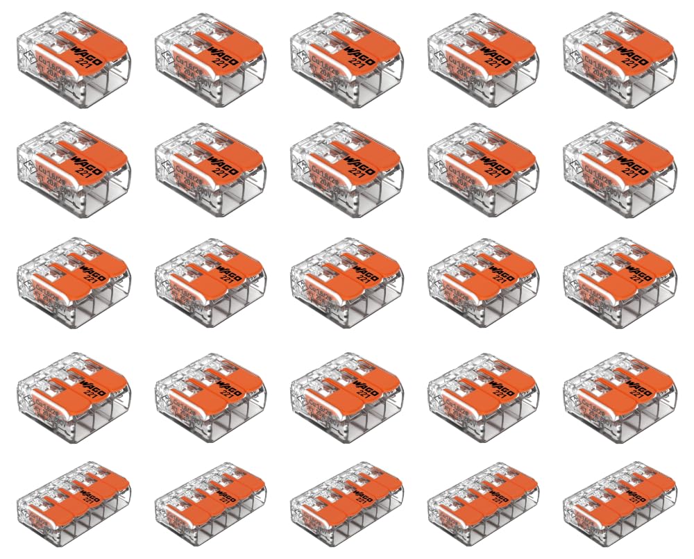 Wago 2 Port (10) 3 Port (10) 5 Port (5) 221 Splicing Connector, Lever-Nut Assortment Pocket Pack for All Wire 12-24 AWG