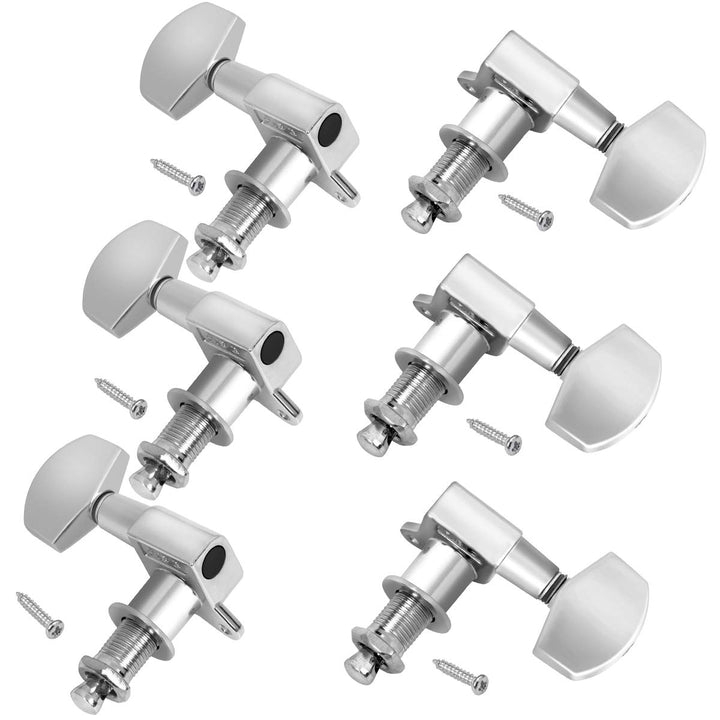 Guitar Tuning Pegs, Tuners Machine, 18:1 3L3R, Tuner Keys Heads, Closed Chrome for Acoustic Electric Guitars Luthier DIY Repair (Big Ellipse)