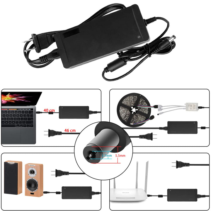 SUPERNIGHT 100V - 240V to DC 12V 5A Switching Power Supply Adapter Converter for LED Strip Lights