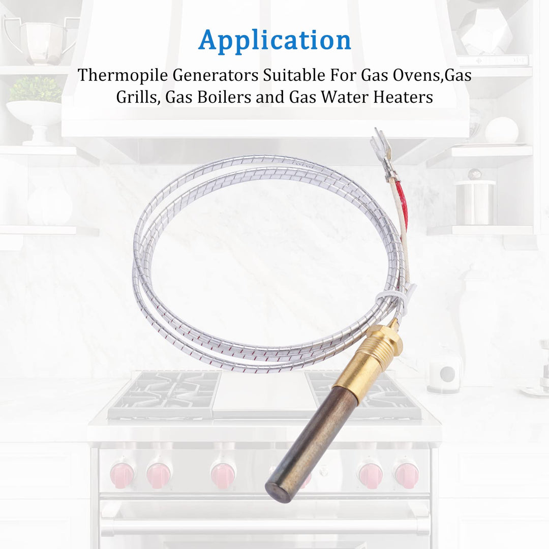 Gas Fryer Thermopile Thermocouple 2-Wire Replacement for Imperial Elite Frymaster Dean Pitco and Italian FAGE Gas Pizza Oven