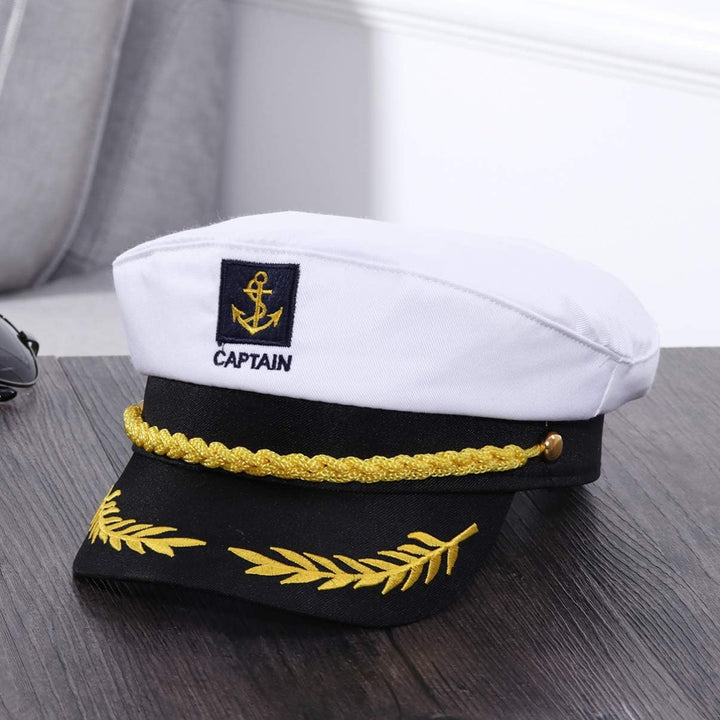 Captain Yacht Hat Cap Costume Hat Sailor Marine Admiral Hat for Halloween Costume Accessory, 8.6 x 6 x 2&#39;&#39; White