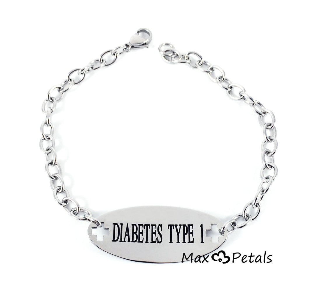 Max Petals Type 1 Diabetes Medical Alert ID Stainless S