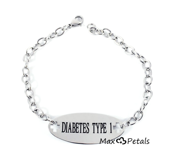 Max Petals Type 1 Diabetes Medical Alert ID Stainless S