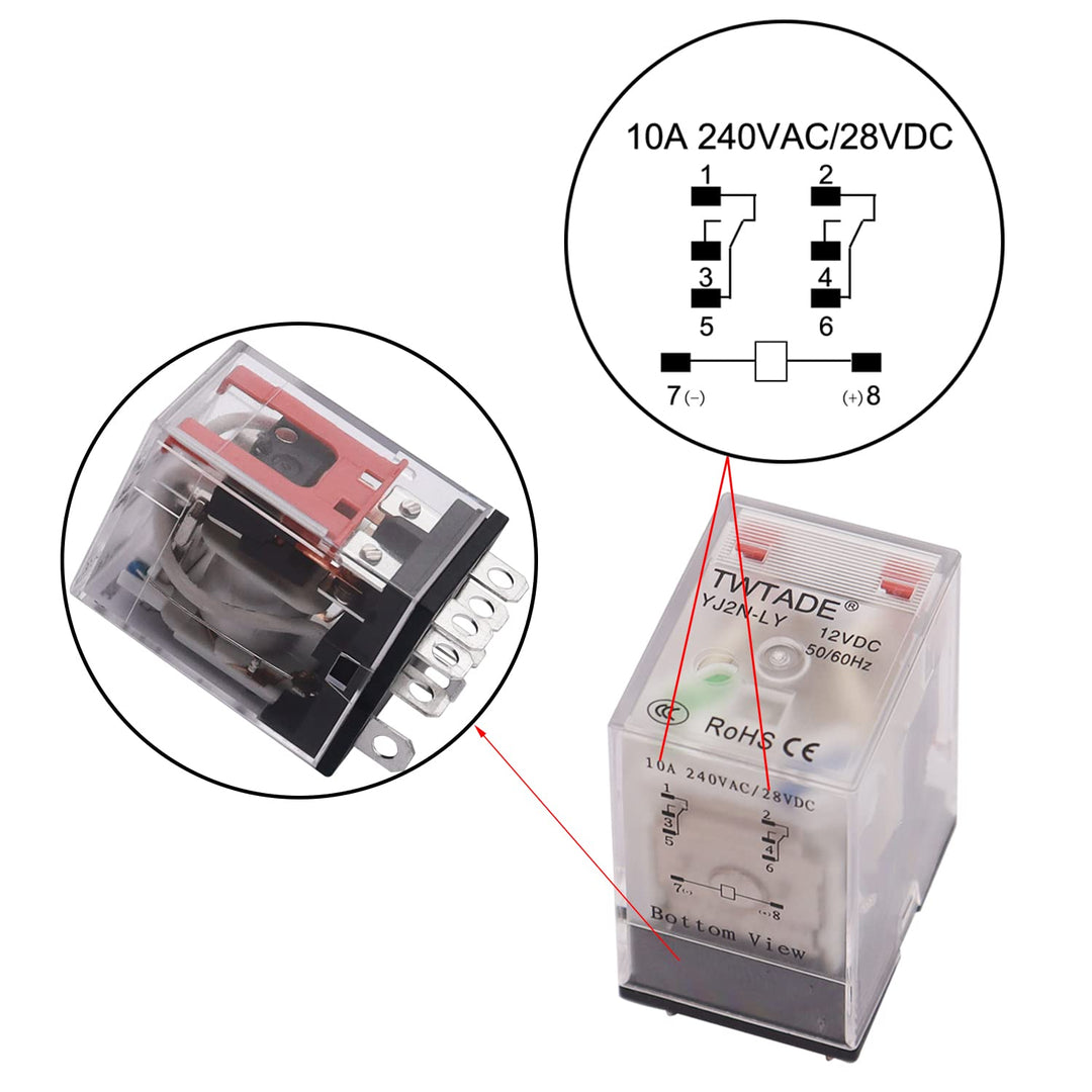 TWTADE/AC 220V Electromagnetic Power Coil Relay 10A 8 P